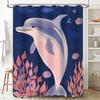 Underwater World Dolphin Shower Curtain Bath Decor Waterproof Fabric Printed Home Decoration Pink Coral Blue Purple Fish Seashel