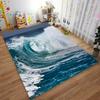 Ocean Wave Printed Carpet for Bedroom Decor, Blue Sea Pattern Rug Suitable for use as an anti-slip for living room bedroom sofas