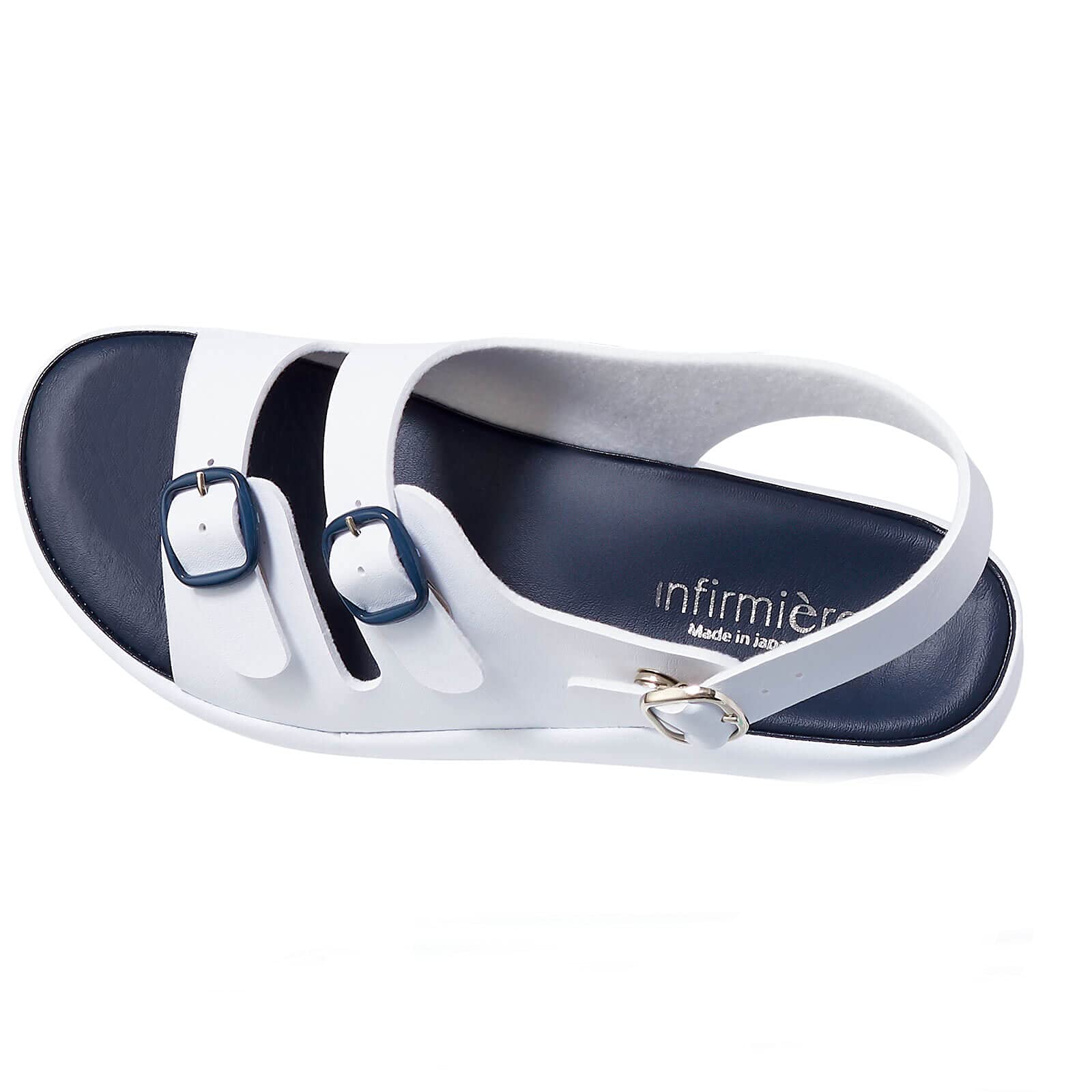 

Anfamie Nurse Sandals with Clear Made in Loose White and Sizes Buckle, Japan, Wide, Fit, Lightweight, 3E, Navy, 25.0-25.5