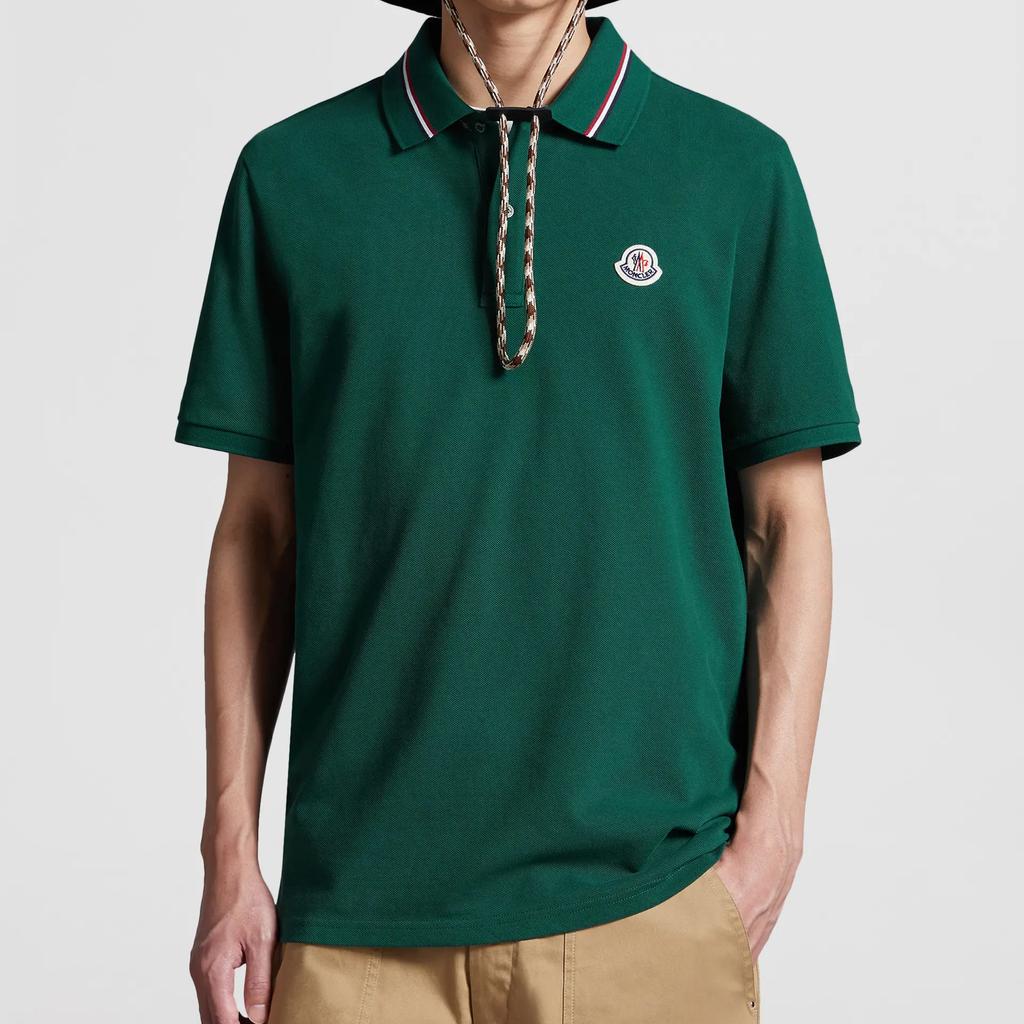 Moncler Comfortable Loose Fit Logo Pattern Polo Shirt Men Tops Olive-Green J10918A0002189A16875