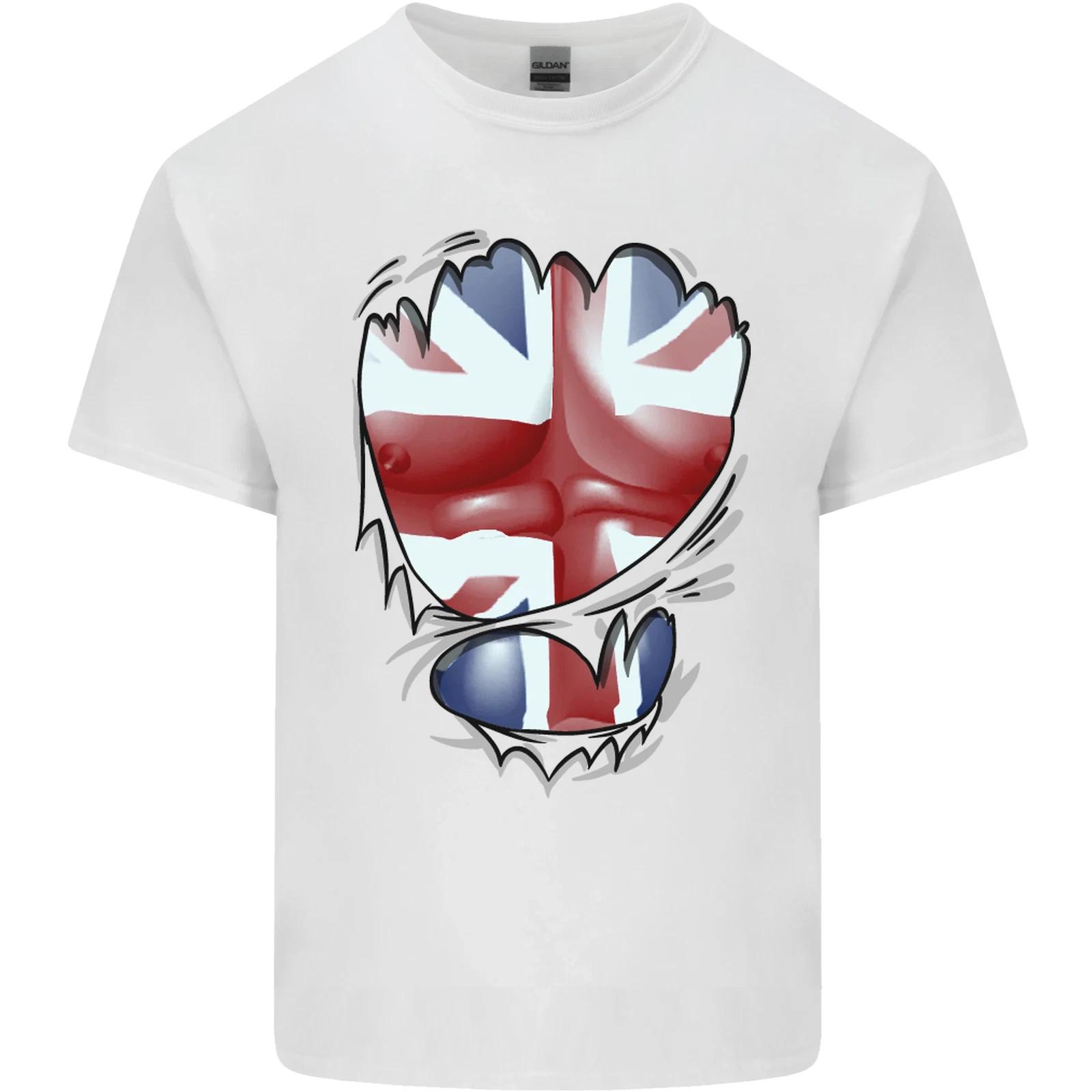 The Union Jack Flag Ripped Muscles Kids T-Shirt Childrens M