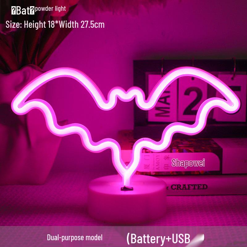 Korean Style Flamingo LED Neon Night Light - Decorative Christmas Fairy Accent with Round Base