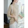 Women's Cashmere Cable Knit Top: Half-High Neck, Loose Fit, Warm Slimming Base Layer for Autumn and Winter