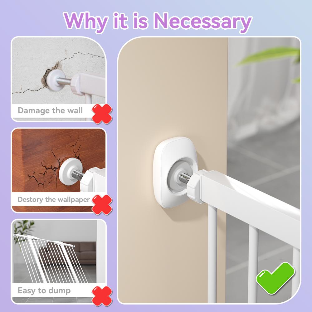 WOKE Protector de perete pentru poarta de siguranta pentru bebelusi 4 buc, protectie de perete pentru copii si animale de companie pentru poarta montata sub presiune, usi, pereti, scari