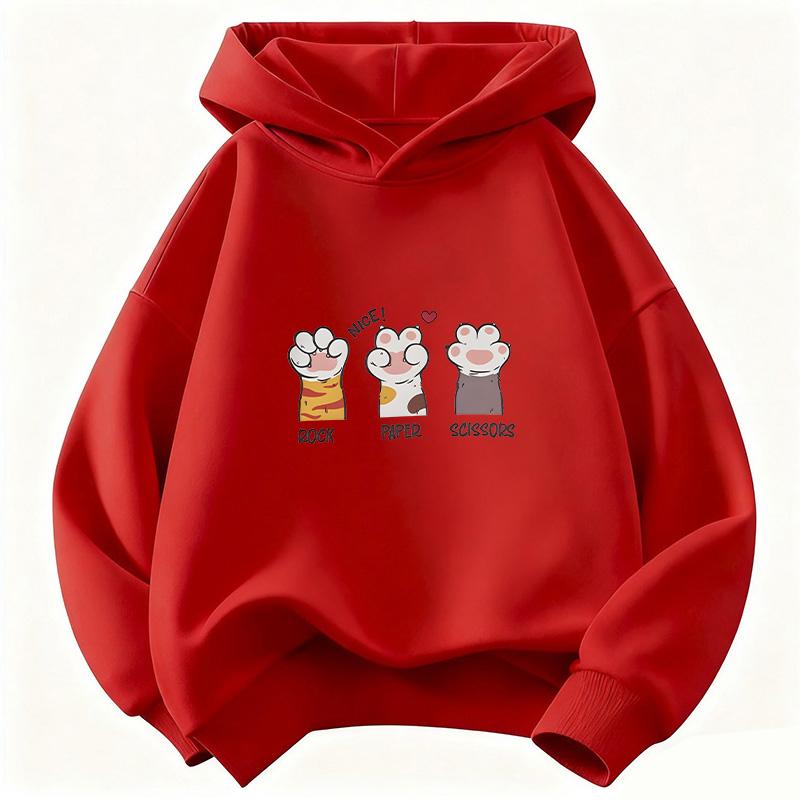 Graphic Kawaii Dog Paw Hoodie Kids Children's Sweatshirt Cute Harajuku Hoody for Boys Girls Autumn Winter Casual Hoodies