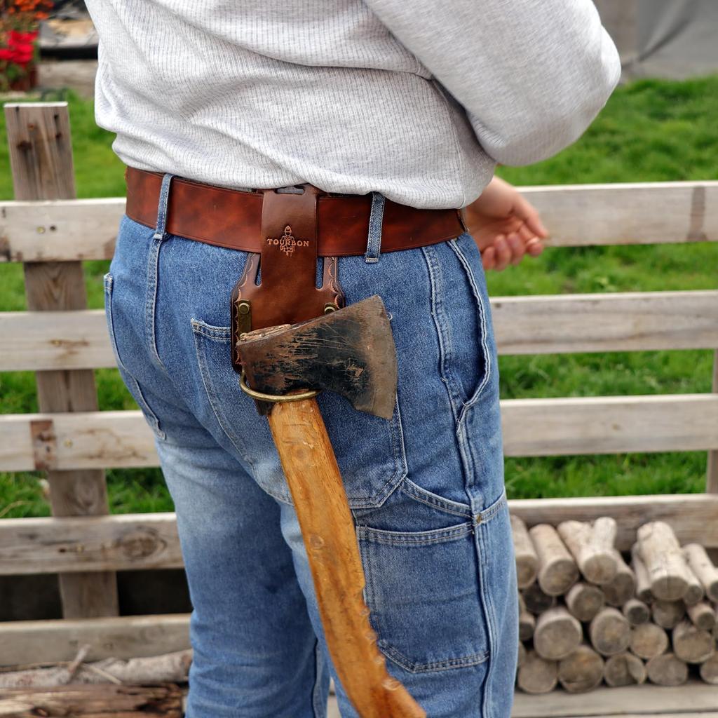 TOURBON Leather Tool Holder for Nail and Belts Hammers, Hatchets, Pullers,