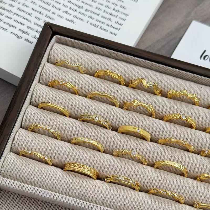 Medieval Vintage Simple Plain Ring Narrow Version French Retro Brushed Ring Irregular Geometric Personality Ring Woman