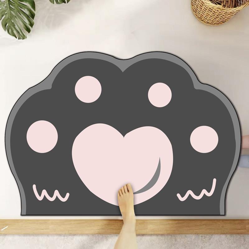 Cartoon Cat Paw Bath Mat With Waterabsorbing Silicone Fabric For Bathroom And Toilet Entrance