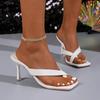 2025 Plus Size New Women’s Modern Slippers Summer Outdoor Square Toe Thin Heel Thong Sandals for Concise Party Dress Slippers