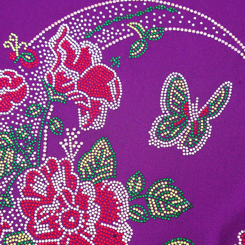 New European V-Neck Women Bling Flower Butterfly T-Shirt Streetwear Hot Diamonds Tees Summer Short Sleeve Slim Tops