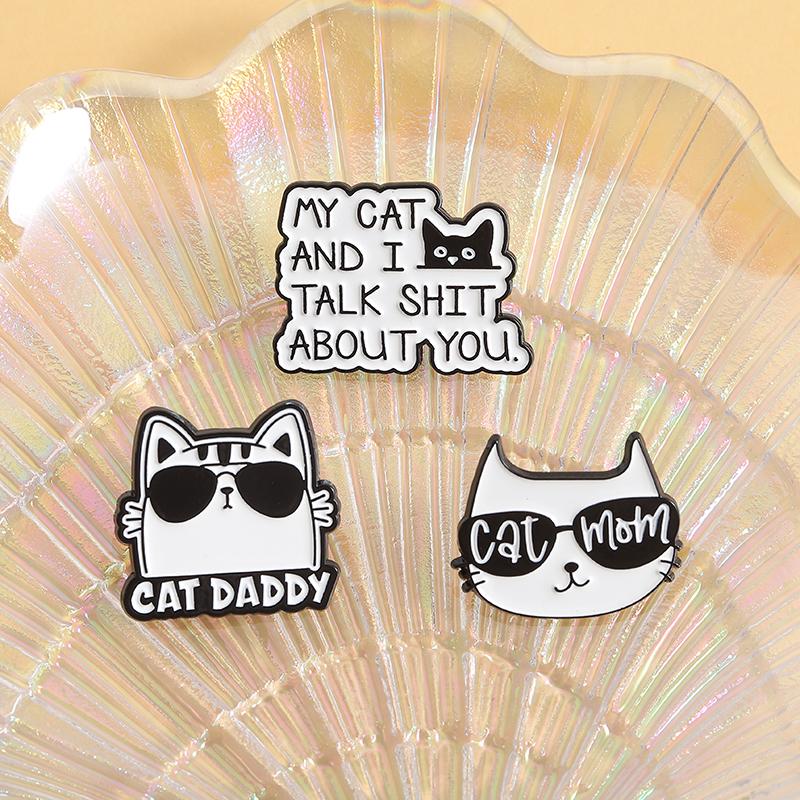 Punk Cat Enamel Pins Custom MY CAT AND I TALK SHIT ABOUT YOU Brooches Lapel Badges Clothes Animal Jewelry Gift for Kids Friends