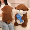 Fluffy Otter Plush Toys Collection Stuffed Otter Doll Pillow Holding Fish Otter Doll  Birthday Gift