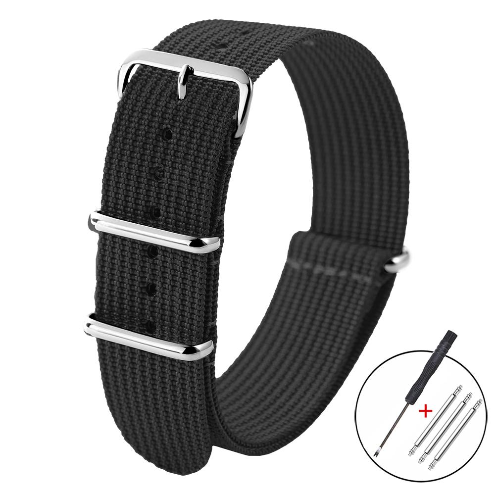 Prążkowany nylonowy pasek do zegarka Tkany nylonowy pasek do zegarka 18mm 20mm 22mm do wojskowych pasków do zegarków Bransoletki do akcesoriów pasków do zegarków Omega