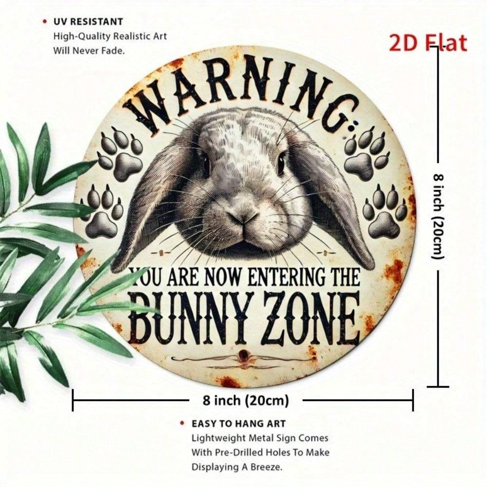 Vintage Metal Poster Rabbit Warning Sign for Home Garage Wall Decor