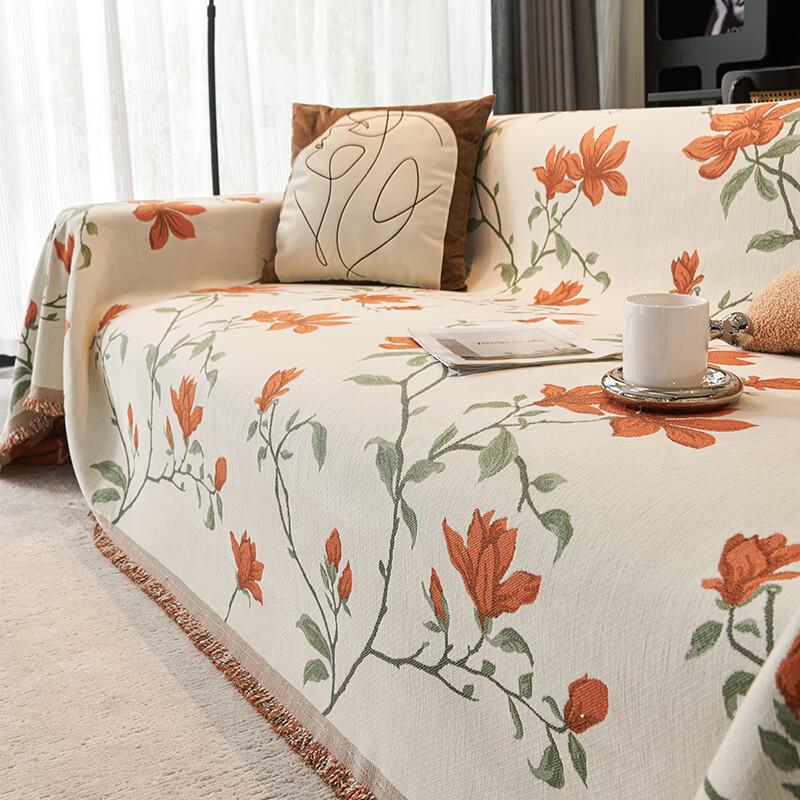 Chenier sofa cover universal in all seasons non-slip and anti-cat scratching sofa towel cover seat cushion 180x130cm оранжевый 2730₽