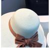 Women's Wide-Brimmed Straw Sun Hat, Summer Beach Hat with Bow, Breathable Foldable, Vacation Accessory