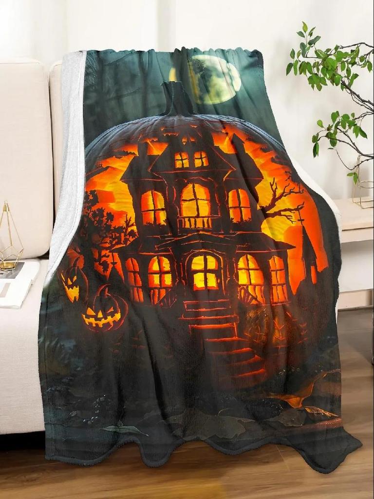 Halloween Gothic Pumpkin Skull Throw Blanket Perfect Gift for Friends Ideal for Couch Bed Car Home Camping All Season Use
