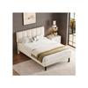 Lit - - 140x190 - Tissu sherpa beige - Pieds en fer - Design simple