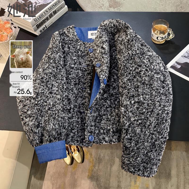 

Women s 90% Down & Wool Blend Round Neck Winter Coat L