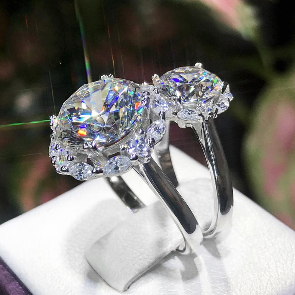 5 Carat Moissanite Rings for Women Large Diamond Like Pigeon Egg High Carbon Stone Luxury Ring