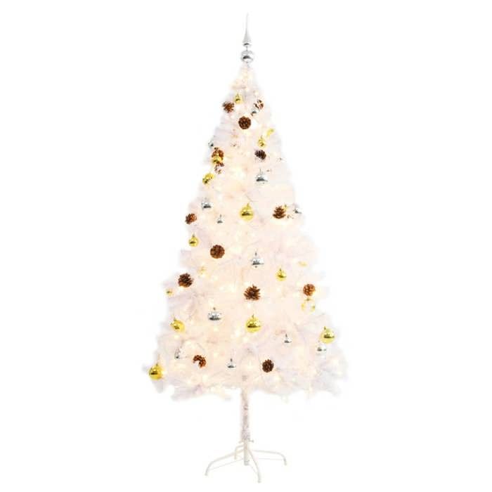 VidaXL Arbre de Noël Artificiel Pré-éclairé avec Boules, Sapin de Noël avec LED, Décoration de Vacances, Ornement de Fête 321503