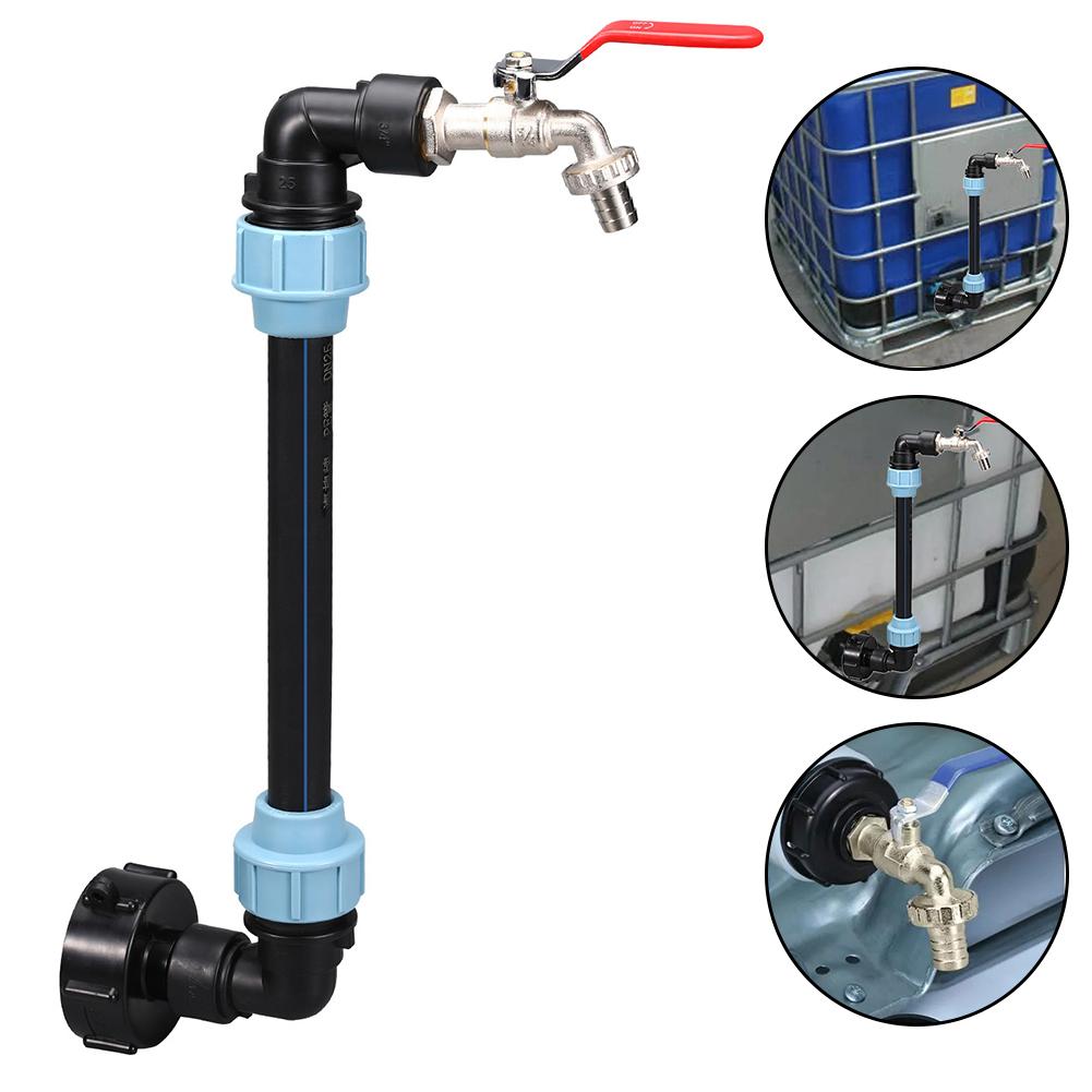 3/4 Inch Gooseneck IBC Tank Adaptor With Outlet Valve 3/4 Inch Gooseneck Coarse Thread 2 Way Brass Tap IBC Tank Fitting