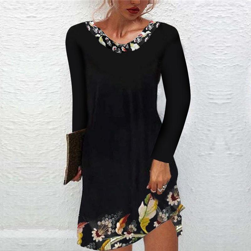 Europe America Station Mid-waist Printed Urban Casual Short-sleeved Dress