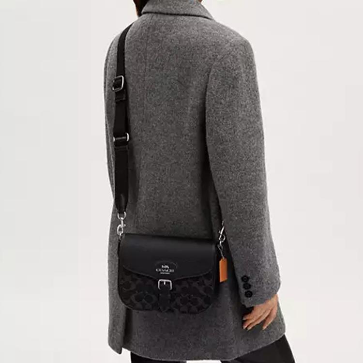 Coach Amelia 24 Snap Internal Multi-Functional Pocket Signature Denim Medium Shoulder Crossbody Bag Women bags Silver Black CQ185-SVBK