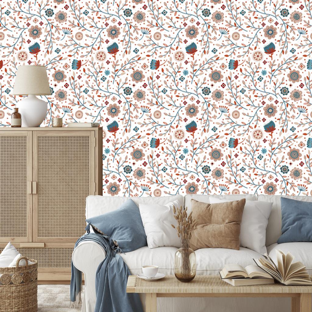 Forest Animals and Nature Wallpaper White, Light Gray and Cream 50x1000