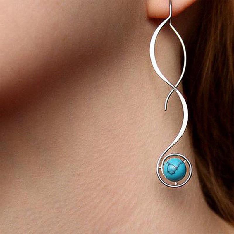 Retro Turquoise Long Earrings - Simple, Fashionable, Popular Accessories