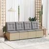 Garden Sofa with Cushions Beige and Grey Poly Rattan