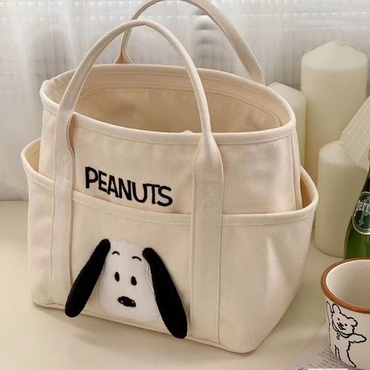 

Мультяшная вышивка собаки мультяшная студенческая детская утолщенная холщовая сумка-тоут повседневная сумка для бэнто сумка для мамы