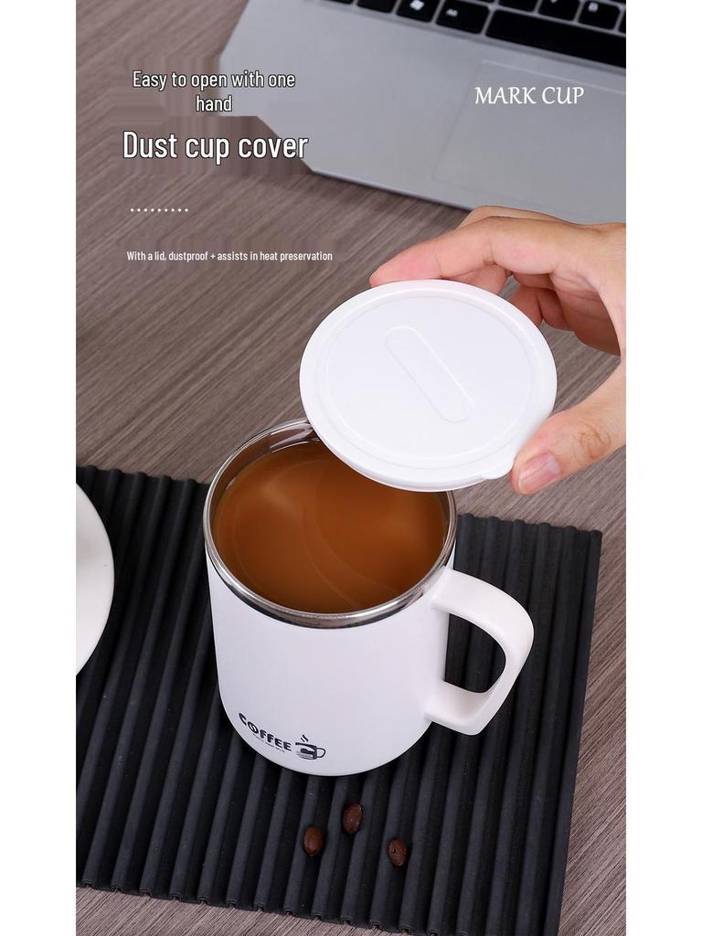 Dvoustěnný hrnek s víčkem z nerezové oceli 304: Ústní voda proti opaření, Hrneček na kávu a čaj - S přizpůsobitelným logem