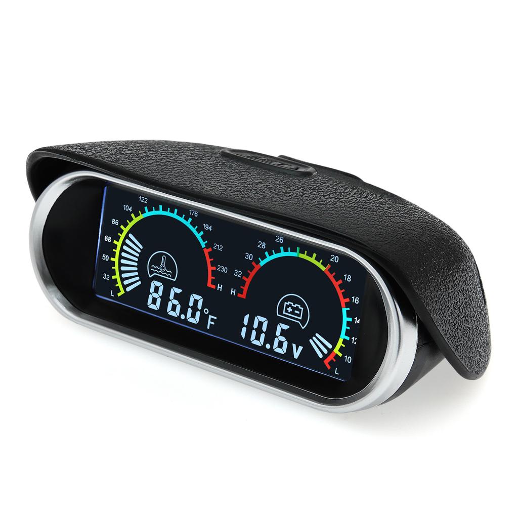 2 in 1 LCD Digital Auto Water Temp Gauge Voltmeter Gauge For Car Truck Motorcycle Temperature Sensor 10mm Temperature 12V 24V