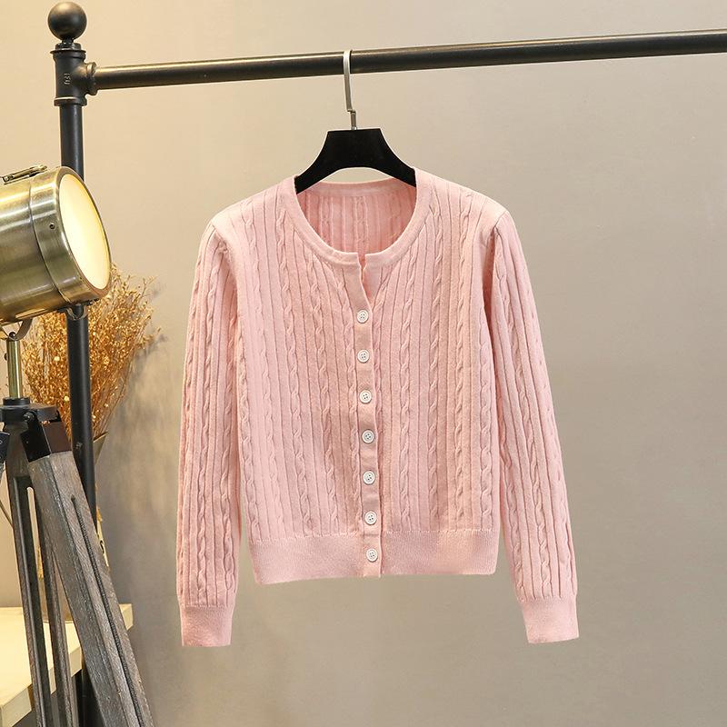 Long-sleeved Twist Sweater with a Half-open Crewneck Base Layer, a Women's Loose Top, a Knitted Sweater, a Cardigan Jacket