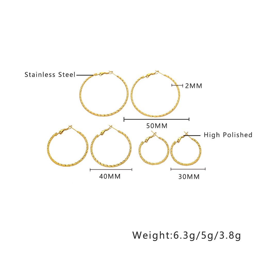 European Trendy Stainless Steel Geometric Ear Cuffs - High-End Gold Crushed Ice Titanium Earrings