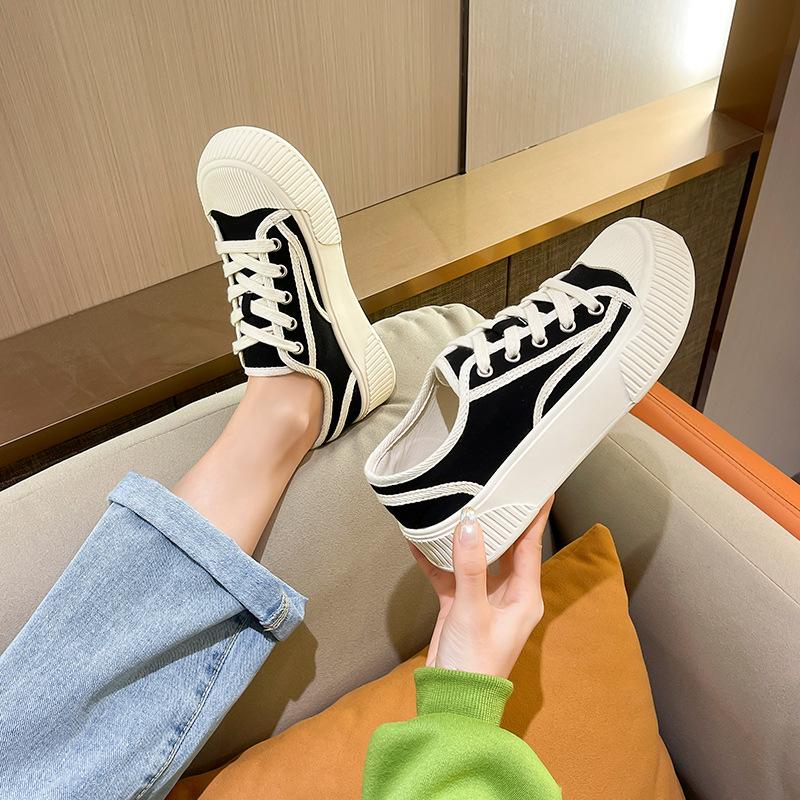 Canvas Shoes Women 'S  New Women 'S Shoes Sponge Cake Thick -Soled Biscuit Shoes Summer Breathable Dad Shoes Summer All -Match Tide