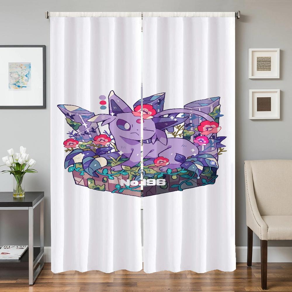 Home Interior Kitchen Curtains for Living Room 2 Pieces Blackout Curtains Door Curtain Pokemon Partition Bedroom Decoration