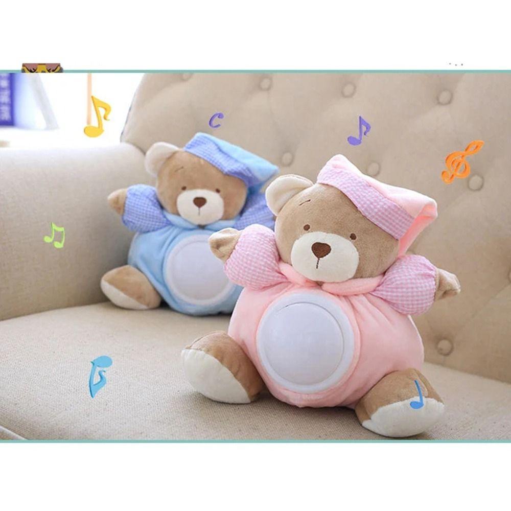 Breathing Light Appease Bear Toys Press Type Baby Plush  Dolls Safe Sleep Soother  Gifts