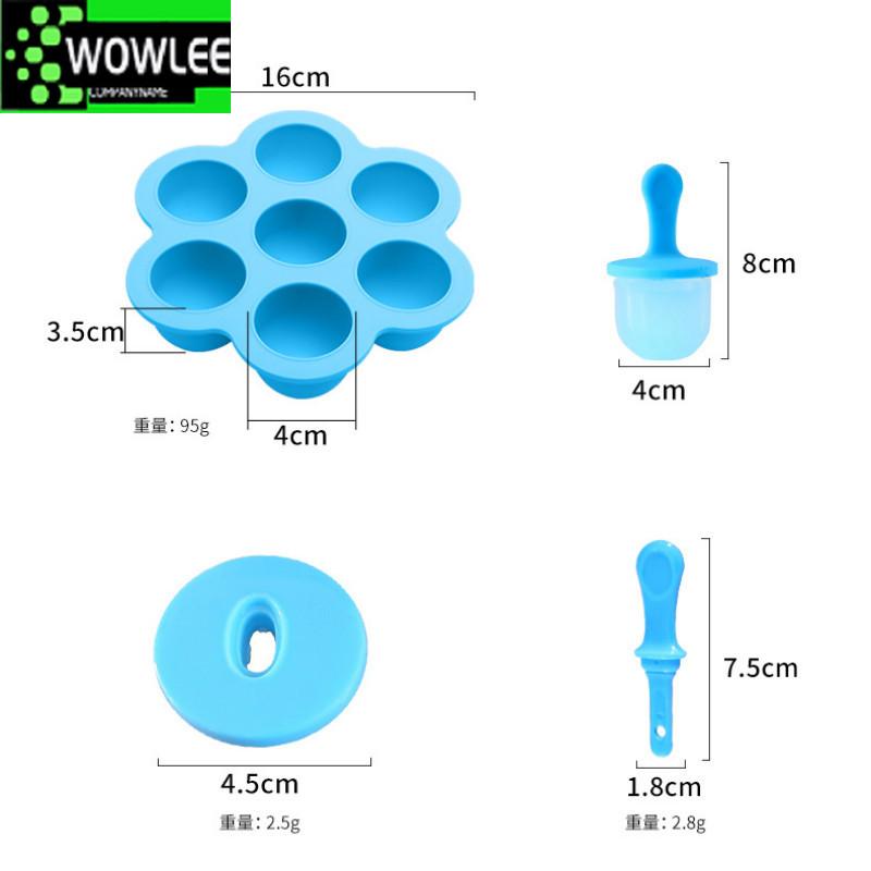 Mini Silicone Ice Cream Pops Mold, 7Holes, Food Grade, Baby DIY, Fruit Shake Crea, Reusable Popsicle, Home Kitchen Tools, Tray