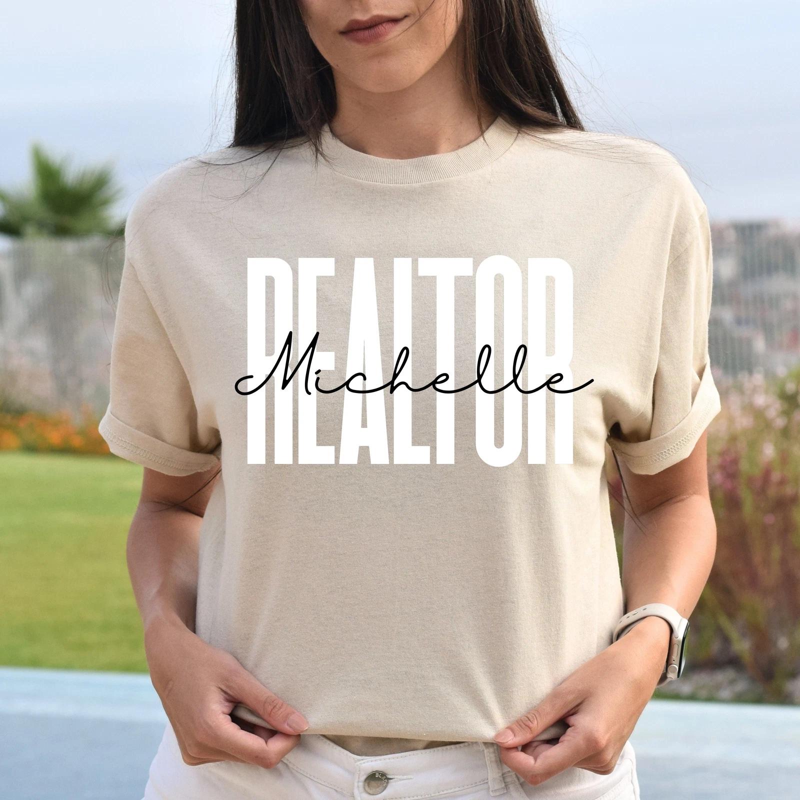 Personalized Realtor Unisex T-shirt gift for real estate agent Sand Pink Blue 3XL