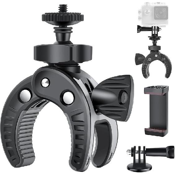 UTEBIT Bike Camera Mount with 1/4  Screw Bicycle Camera Clamp for Bike,Motorcycle, Gopro,Electric Vehicles,360° Rotation Handlebar Action Camera Bike Mount