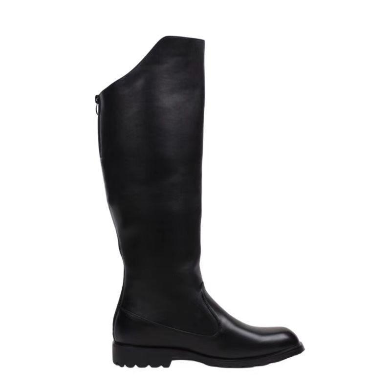 Men's Leather High-Top Riding Boots with Knee Guards - Warm and Stylish Over-the-Knee Motorcycle Boots for Autumn and Winter