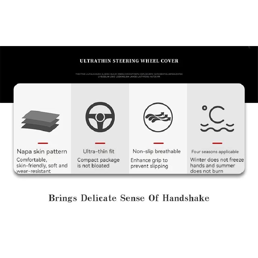 Leather Cover for All Seasons Auto Steering Wheel Cover Ultra-Thin Non-Slip Round Breathable Car Steering Wheel Protector