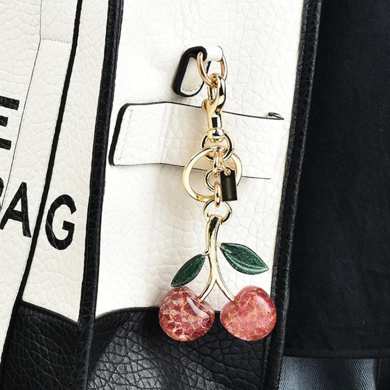 Cherry Bag Pendant Keychain Charm for Women's New Handbag Internet-famous Crystal Cherry Pendant High-Grade Bag Accessories