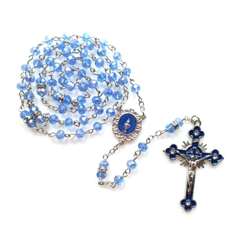 Vintage Religiöse Katholische Kreuz Rosenkranz Halskette Perlen Heilige Figur Jesus Hängen Anhänger Jesus Rosenkranz Halskette Für Frauen Männer