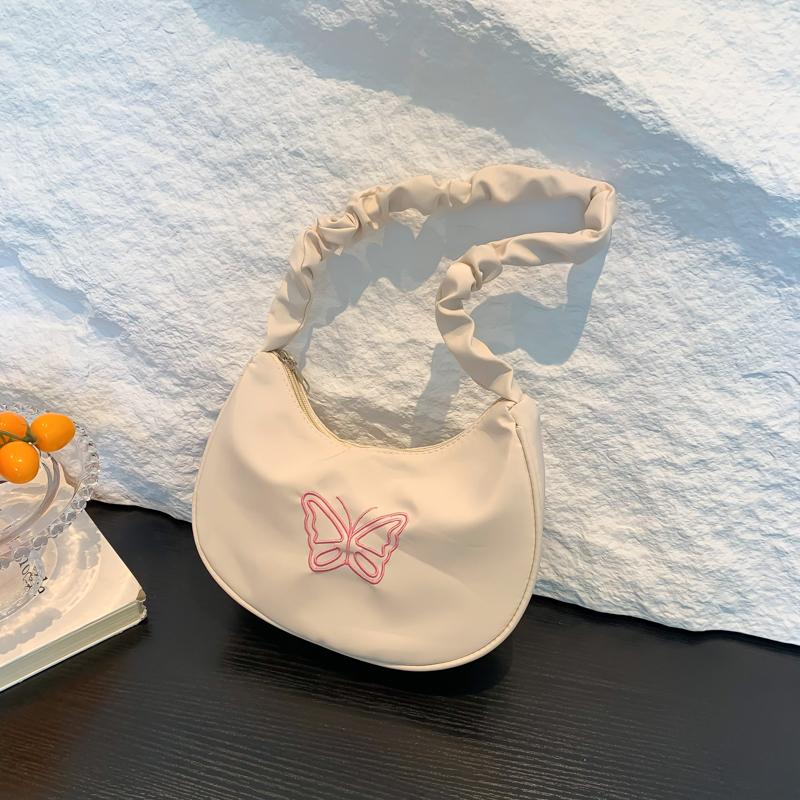 Stylish Shoulder Bag for Women Lightweight polyester Embroidered Butterfly Large Capacity for Daily Use Shopping handbag