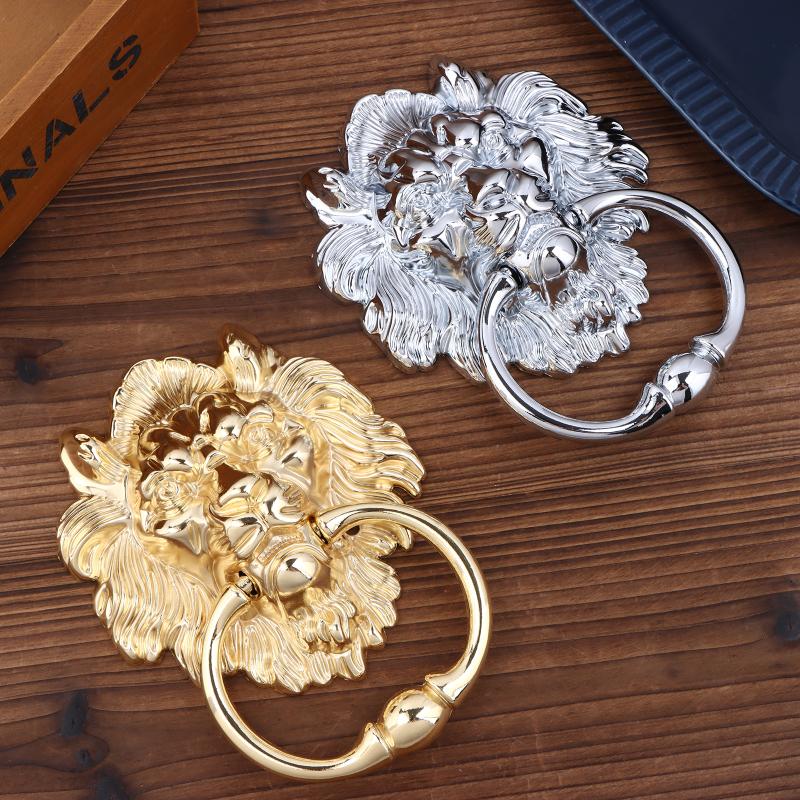 Lion Head Pull Door Handles Gold/Silver Zinc Alloy Front Door Knocker Metal Door Pulls Handles Decor Hardware