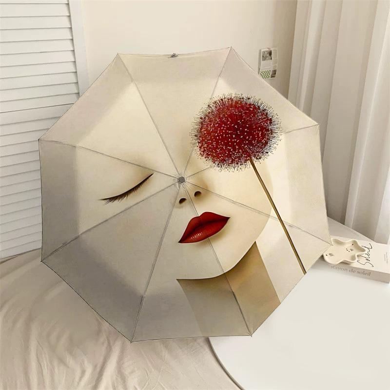 1pc woman flower Automatic Open/Close Umbrella Compact Folding Umbrella with 8-Rib Shaft for Women/Men, Elegant Birthday1203S