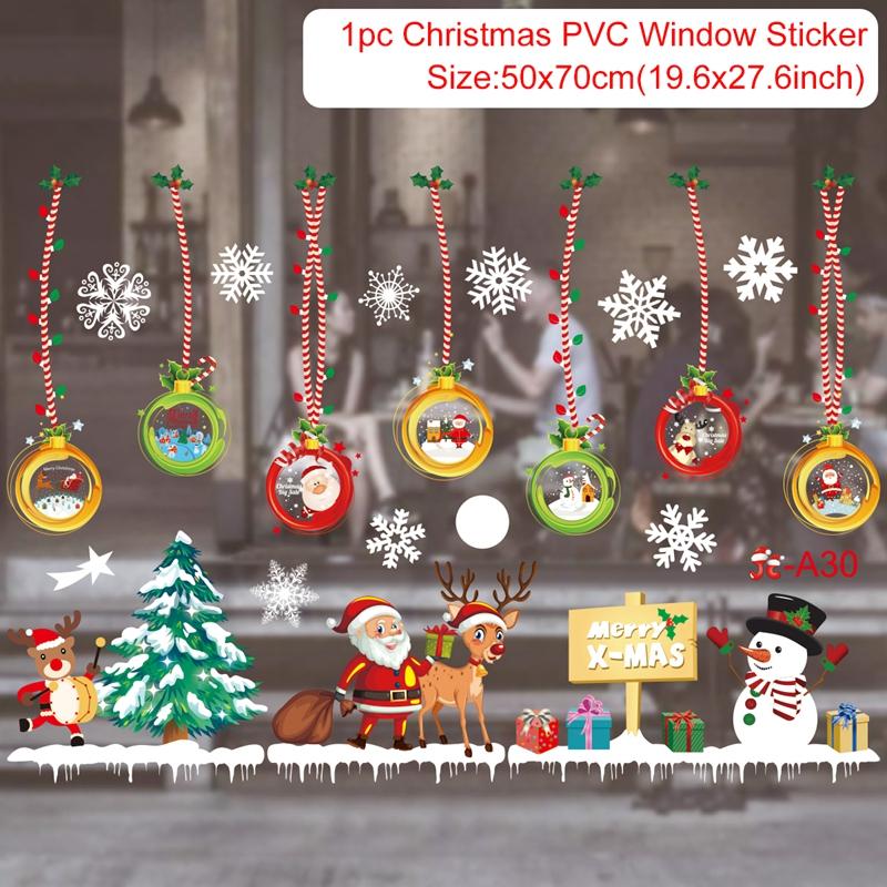 Christmas Window Sticker Merry Christmas Decorations For Home 2026 Cristmas Ornament Xmas Navidad Natal Gifts New Year 2026